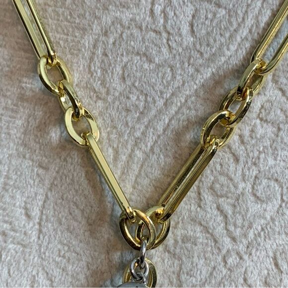 House Of Harlow 1960 Paperclip Charm Necklace Gold-Plated Silver Heart 16"+3 New - Picture 7 of 13
